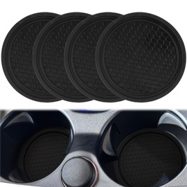 Car Cup Coaster - 4 Pcs Premium Non-Slip Coaster Set, Universal Fit for Most Vehicles, Durable & Sleek Design for Car Accessories, Perfect for Coffee or Soft Drinks (Black)
