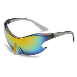 LJCZKA y2k Futuristic Sunglasses for Men Women, Rimless Wrap Around Sunglasses Sports Shades Cycling Driving Outdoor UV400 Protection