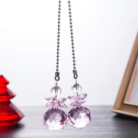 Crystal Ceiling Fan Pull Chains Hanging Pendants Prism Pack Of 2 Pink