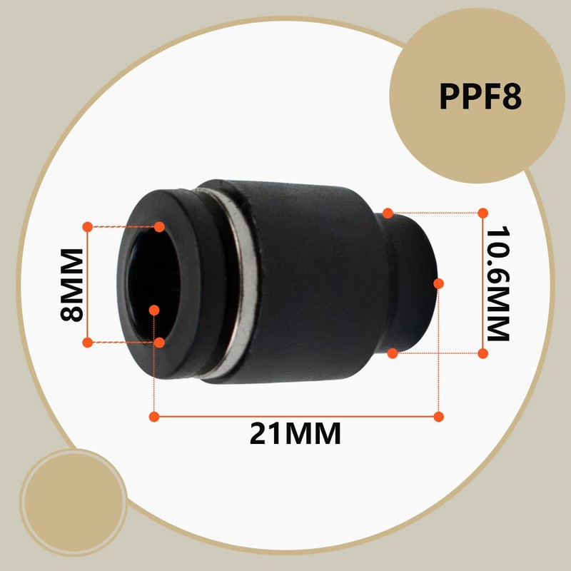 Bwintech 10 Pcs 8mm Tubing OD Push to Connect Pneumatic