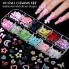 FANDAMEI Nail Charms, Nail Rhinestones Kit with 8 Boxes of