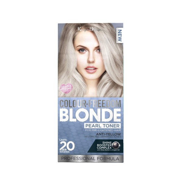 Knight & Wilson Colour-Freedom Pearl Blonde Toner, Permanent Ice Cool Hair Dye Tint, Anti Brassiness, Neutralises Yellow & Brassy Tones, for Naturally Light, Bleached or Coloured Hair (50ml)
