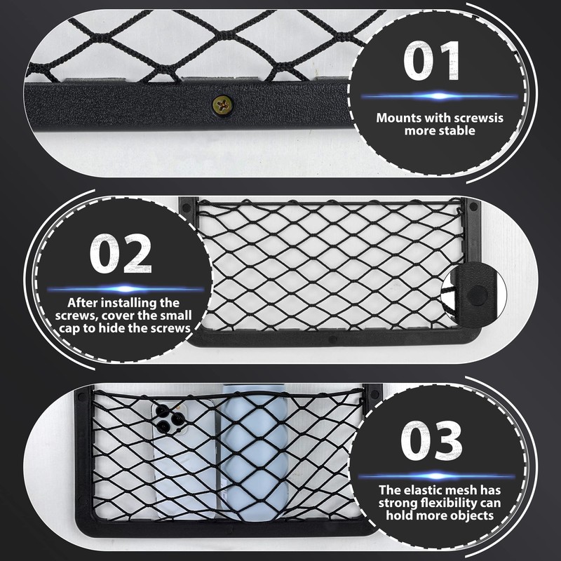 4 Pcs Storage Nets for Campervans, Elastic Trunk Storage Bag
