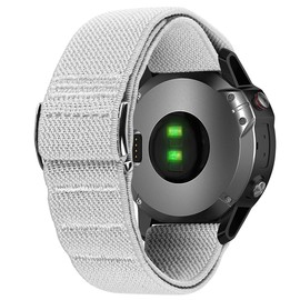 SUDENN Elastic Loop Band compatible with Garmin Watch 18mm 20mm 22mm 26mm Woven Nylon Stretchy G Hook and Loop Strap for Sport Fitness (Light Grey Grey, Width 18mm / Length L)
