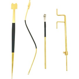 TUOREN 4Pcs Cello Sound Post Tool Set Include Straight S Style Post Setter, Sound Post Gauge and Retriever Clip, Luthier Install Repair Tool Kit Cello Making Tools