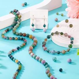 Beadthoven - 2 hebras/107 abalorio redondas de ágata india natural de 6 mm y 8 mm, abalorio redondas de piedras de chakra teñidas y calentadas para curar energía, para hacer joyas, pulseras, collares