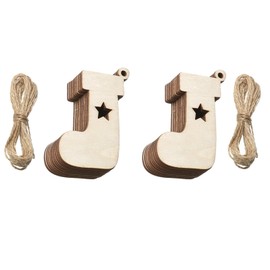 QUETTO 20 Pieces Natural Wood Slice Ornaments with Twine DIY Christmas & New Year Decorations for Tree Hanging Craft Projects