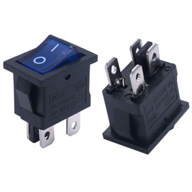 Twidec/6Pcs Rocker Switch Toggle AC 6A/125V 10A/250V DPST 4 Pins 2 Position ON/Off Blue LED Light Illuminated Boat Switch KCD1-4-201N-BU