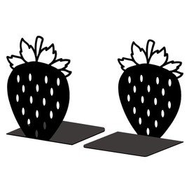 Peacoblue Metal Bookend Stopper Holder Stand for Shelves Decorative, 13.5x11x15.5 Modern Creative Heavy Duty Study Book End for Desk Shelf, 1 Pair (Strawberry)