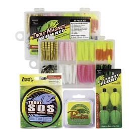 Trout Magnet Ultimate Bundle - Kit di Attrezzi per la Pesca alla Trota, 82 Pezzi, Yard Trout S.O.S. di 320 m Lenza da Pesca monofilamento, Phantom Fluorocarbon Leader Line, 4 galleggianti E-ZTrout.