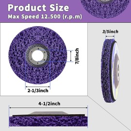 12 Pcs 4-1/2" x7/8'' Stripping Wheels, Remove Paint and Oxidation Poly Strip Suitable for Cleaning Angle Grinder to Remove Paint, Rust and Weld Oxidation (Purple)
