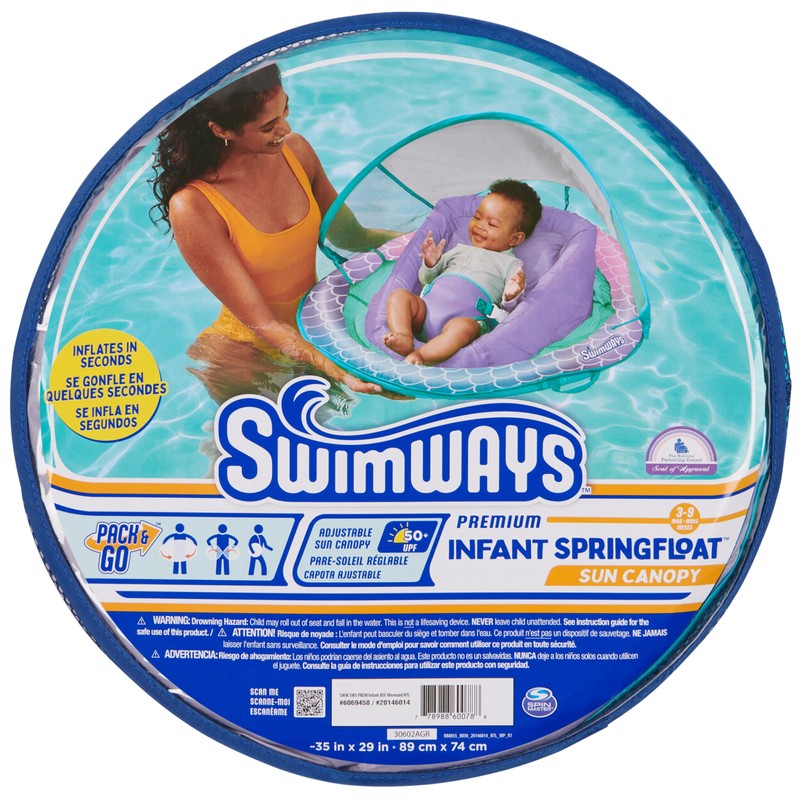 Swimways Infant Spring Float, Baby Pool Float with Canopy &