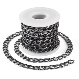 Crafans 5 Meters Aluminium Curb Chains Black Twisted Extender Chains Unwelded Link Extender Chains Chunky Curb Chains for DIY Necklace Jewelry Making