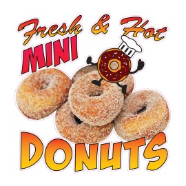 genetic/unbranded Food Truck Decals Fresh and Hot Mini Donuts Concession Concession Sign Brown - 48 in on Longest Side