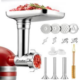 Metal Meat Grinder Attachments for KitchenAid, Meat Grinder, Sausage Stuffer, Mixer Attachment for KitchenAid, Silver(Machine/Mixer Not Included)