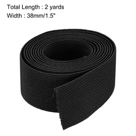 MECCANIXITY Twill Elastic Band Double-Side 1.5 inch Flat 2 Yard Knit Elastic Spool Heavy Stretch Strap Black for Sewing, Waistband