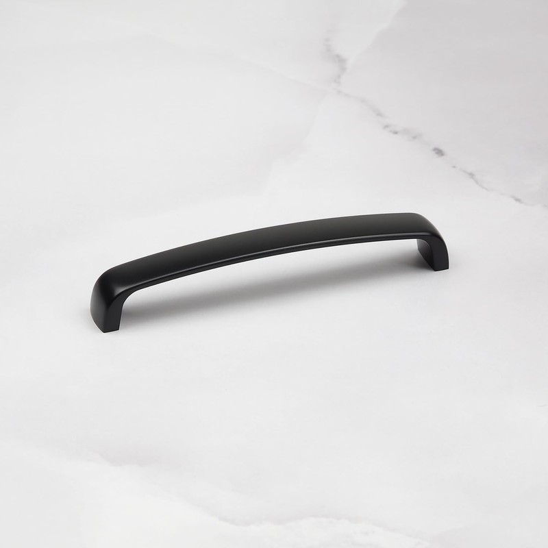 Matt Black Kitchen Cupboard D Bar Handle 160mm Fixing Curved