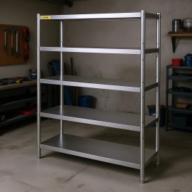 5 Tier Stainless Steel Shelving 47.5x18 Inch Heavy Duty Rack Adjustable for Garage Storage Commercial UseNumber of Layers: 5 Layers, size: Size 48 inch