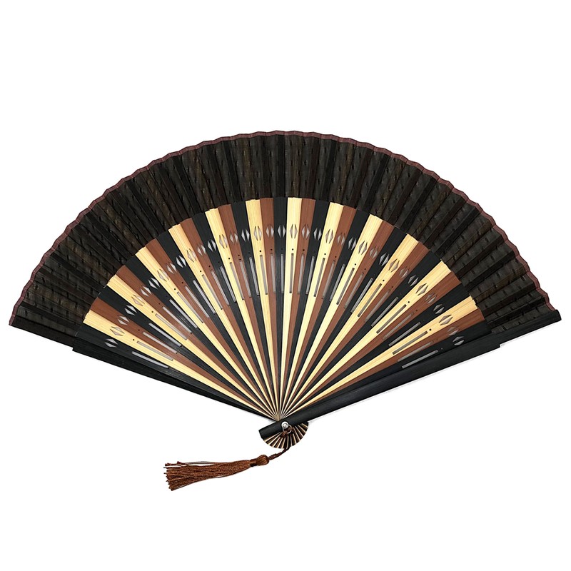 Hanakanzashi Men's Silk Hand Fan, For Gentlemen, With Fan Holder,
