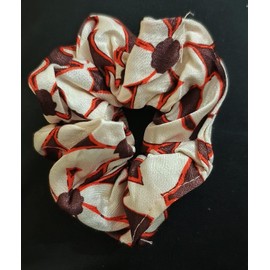 Pack of 2 Satin Scrunchies for Women - No Crease Hair Ties for Women| Scrunchies For All Hair Types and Textures, Perfect for Day or Night (Off White With Brown)