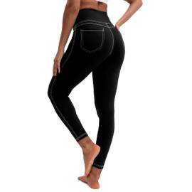 VOOVEEYA Curvy Leggings for Women 25", Tummy Control Yoga Pants with Back Pockets High Waisted Buttery Soft 7/8 Leggings (25 in Black L-New)