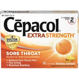 Cepacol Extra Strength Sore Throat Lozenges Honey Lemon 16 EA
