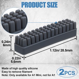 Joez Wonderful 2 Pcs Silicone Nozzle Brush for Bambu Lab A1 Mini, Heat-Resistant Nozzle Cleaning Brush Replacement, Self-Adhesive 3D Printer Wiper Brushes - Not for Bamboo Lab A1 (Gray)
