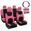 FH GROUP FB030PINK-COMBO Seat Cover Combo Set with Steering Wheel