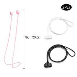 3 Pcs Magnetic Anti-Lost Straps Accessories, Adjustable Headphone Lanyards For Sports Running(Pink, Black, White)