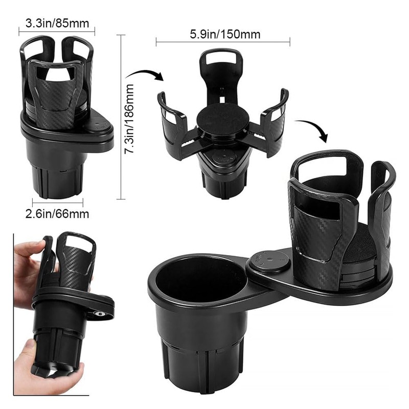 Car Drink Holder, Multi-functional, 360˚ Rotation, 2.9 - 5.9 inches