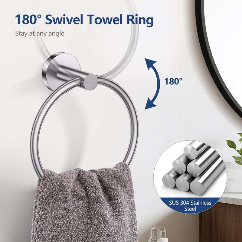 TQKAG Brushed Nickel 5 Piece Bathroom Hardware Accessories Set 23.6"