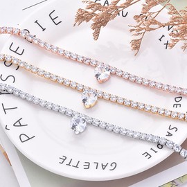 RayMinsino Bling Rhinestones Heart Shaped Cat and Dog Necklace Pet Gem Necklace Cat and Dog Rhinestone Collar Supplies