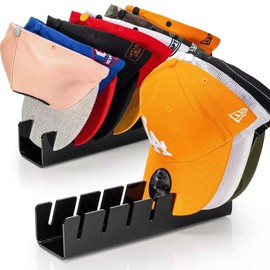 OAPRIRE Hat Stand for Baseball Caps Display and Organizer, No Install Acrylic Hat Organizer 2 Pack Holds 14 Baseball Caps for Closet, Bedroom, Dresser (Glossy Black)