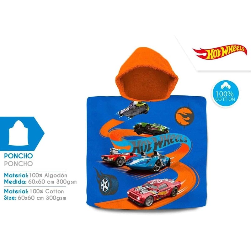 SRV Hub Hot WheeIs Kids Hooded Beach Poncho Towel, 120