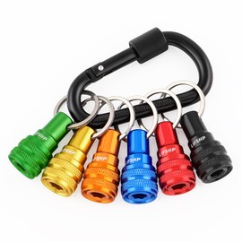 LIFSHP 6Pcs Drill Bit Holder, 1/4 Hex Shank Bit Holder Key Chain, Push to Unlock Quick Release Bit Holder for Impact Driver Extension Bar Nut Driver Screwdriver & Drill Bits-Multi-Color