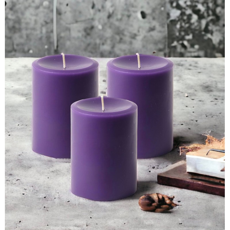 Mister Candle Dripless Unscented Pillar Candles, Set of 3 Hand