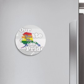 Unbranded Alaska USA State Rainbow Map Pride | 4'' X 4'' Round Decorative Magnet