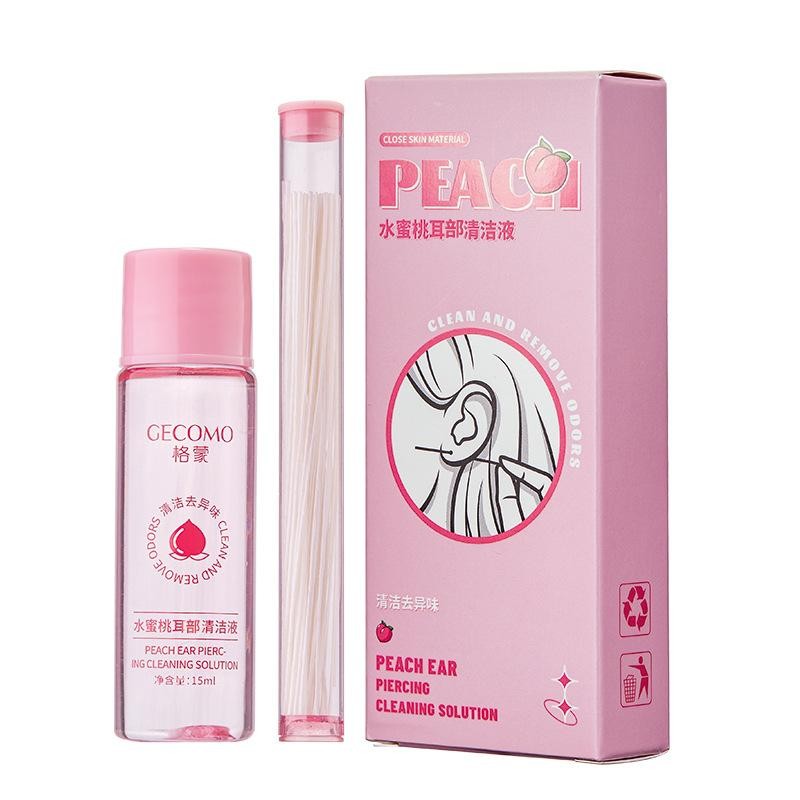 AKIESY Ear Hole Cleaning Thread, Peach-Scented Deodorizing Ear Cleaning Solution,