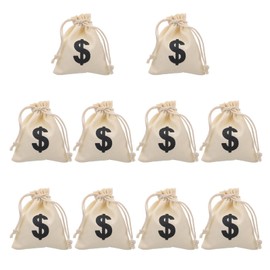 STOBOK 12 Pieces Drawstring Money Bags Dollar Sign Bench Bag Hessian Drawstring Bag Cube Bag Jewellery Bag Hessian Jute Bag for Casino Theme Poker Party