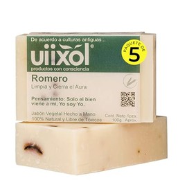 Uiixol Jabones Artesanales en Barra con Aromaterapia | Kit de 5 Jabones con Aceite Esencial de Romero | Jabón Corporal Vegano Natural para Cuerpo y Energía | 100g c/u