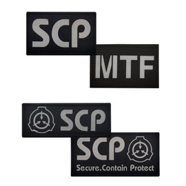 Reflective SCP MTF Patch,Special Containment Procedures Foundation Logo 3D,Embroidered Tactical Morale Military Patches Hook and Loop (4PCS C)