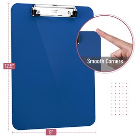 Mr. Pen- Plastic Clipboard, 12.5” x 9”, Navy Blue, Clipboard Plastic, Low-Profile Metal Clip with Retractable Hanging Hole