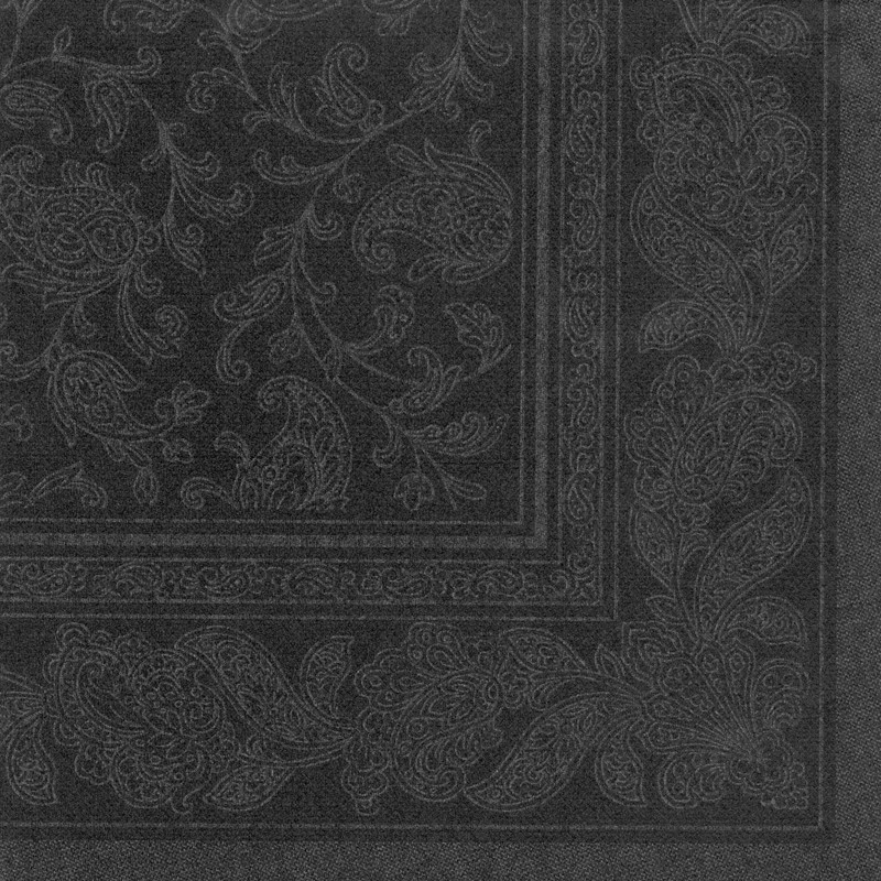 50 Servietten ROYAL Collection 1/4-Falz 40 x 40 schwarz "Ornaments"