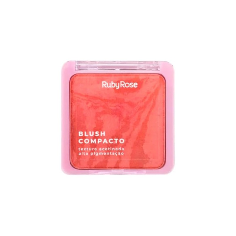 RUBY ROSE Rubor Compacto en Polvo, Tono Naranja, Textura Satinada,