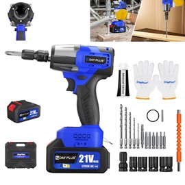 Impact Drive Wrench 21V with Accessories,High Torque 1/2" Impact Wrench with 2500RPM Speed,Red Power wrench kit with Sockets,Dual-Purpose Output Shaft for Wrench and Electric Drill for DIY/Home