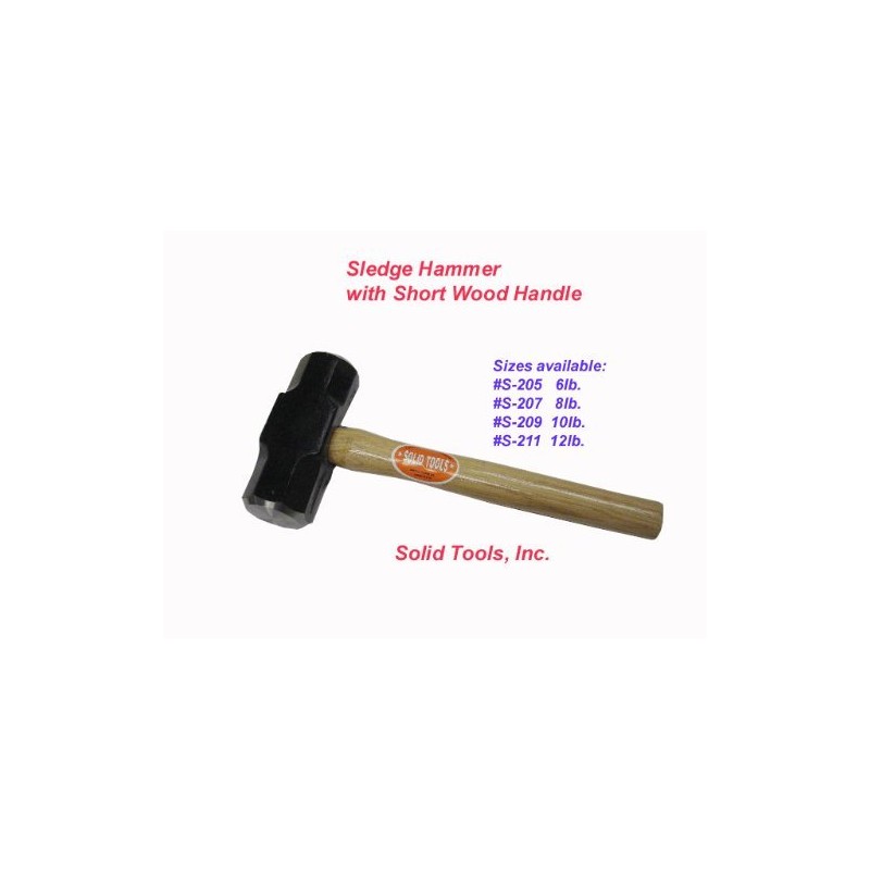 Solidtools 10 Lb. Sledge Hammer with 16" Short Wood Handle