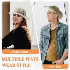 JYxingchi Fishing Hats for Men Women Foldable UV Protection Boonie Safari Hiking Sun Bucket Hat Unisex Adult Pure Khaki