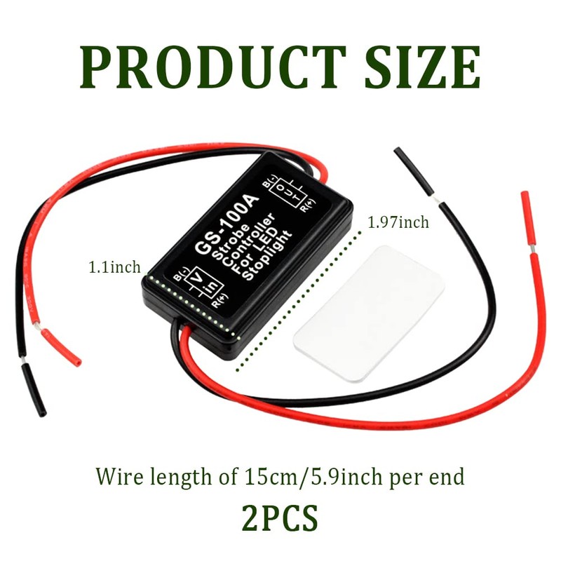 SSNNUU 2PCS 6V-30V GS-100A LED Brake Light Flasher with Pre-Wired,Universal