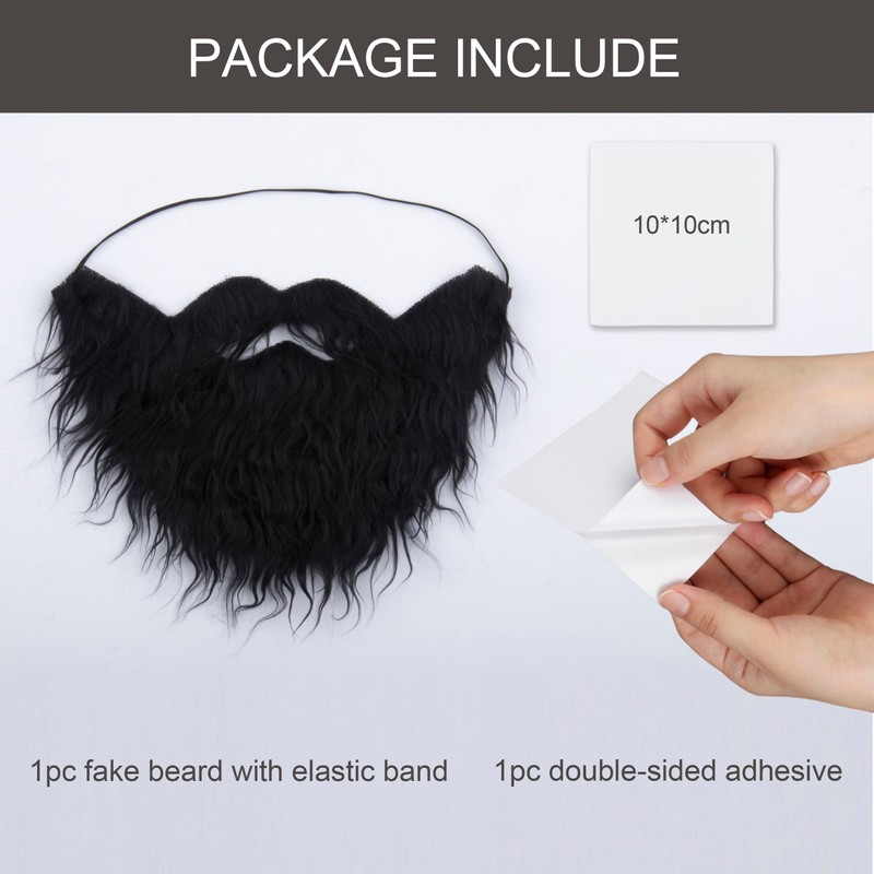 Yan Dream Black Fake Beard with Mustache Big Full Grey