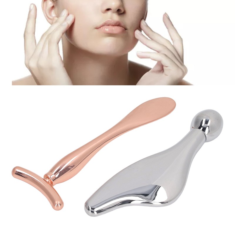 2pcs Metal Face Roller Set Zinc Alloy Facial Roller Massager